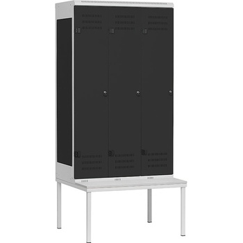 Triton 3-dveřová s lavičkou 1970 x 900 x 780 mm - kovová jiný zámek skelet kov šedá RAL 7035 dveře kov