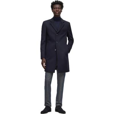 Boss Men's Hyde Tailored Fit Long Formal Coat - Blue