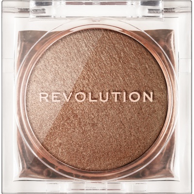 Makeup Revolution Beam Bright kompaktný púdrový rozjasňovač Bronze Baddie 2,45 g
