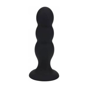  Tri Rattle Liquid Silicone Anal Plug - L - Black