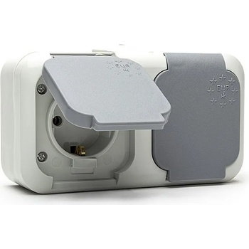 Image 1 of ТМТ КОНТАКТ ПКОМ ДВОЕН ip44 250v 16a СИВ Н. КИРОВ (011110024)