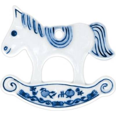 Cibulák Dubí Vánoční ozdoba houpací koník oboustranný cibulový porcelán 10631