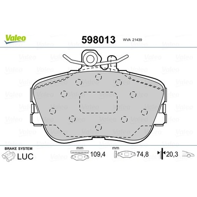 Sada brzdových platničiek kotúčovej brzdy VALEO 598013