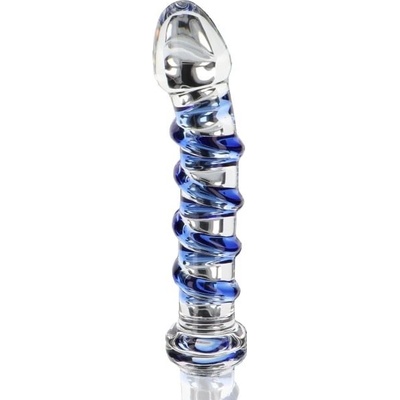 ToyJoy Glass Worxx G Spot Gemstone strukturované skleněné dildo 17 x 2,8 - 3,6 cm