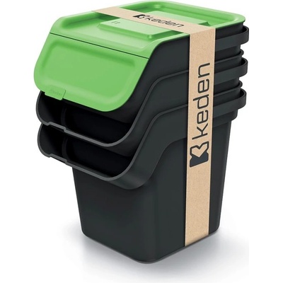Kaddi Q Set Odpadkový kôš s filtrom - 3 x 20 l recyklovaná čierna