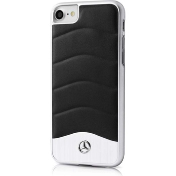 Mercedes-Benz Genuine Leather Hard Case - дизайнерски кожен кейс за iPhone 8 Plus, iPhone 7 Plus, iPhone 6S/6 Plus (черен-сребрист)