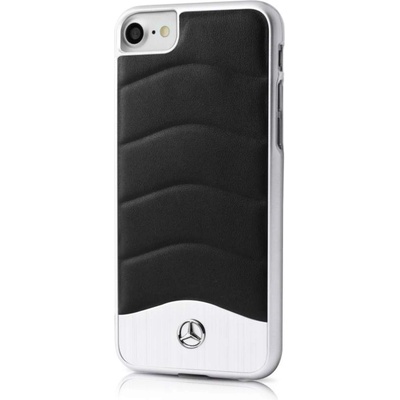 Mercedes-Benz Genuine Leather Hard Case - дизайнерски кожен кейс за iPhone 8 Plus, iPhone 7 Plus, iPhone 6S/6 Plus (черен-сребрист)