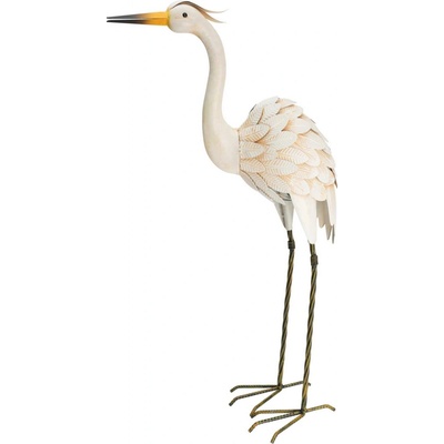 ProGarden Zahradní figurka jeřába z kovu, 75 cm bílý