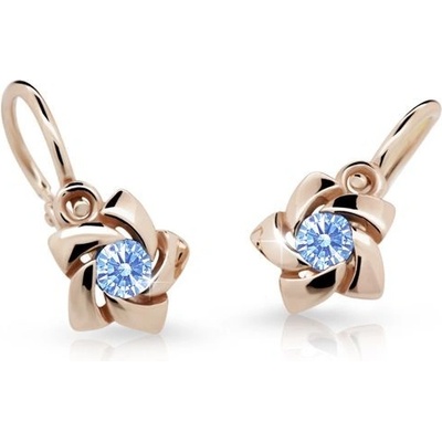 Danfil dětské náušnice C2201 z růžového zlata s kamínkem Arctic Blue zapínání brizura