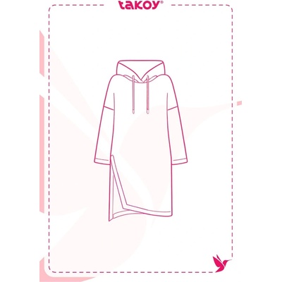 Takoy Elektronický PDF střih dámské asymetrické teplákové šaty Brianna-40-46 – Zboží Mobilmania