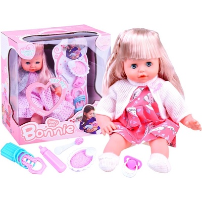 JOKO Interaktívna bábika 36cm hovorí + fľaša + cumeľ Bodkované šaty