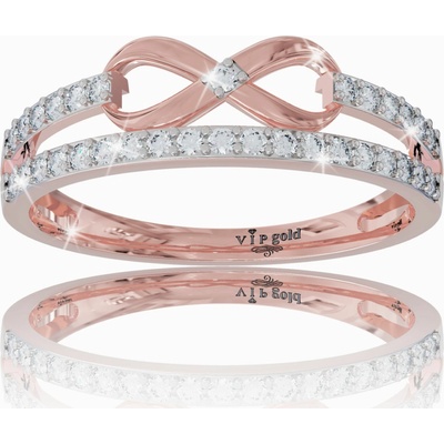 VIPgold Zlatý prsteň s bielymi zafírmi v červenom zlate R35730c S