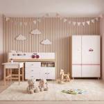 Ginger Home Комплект за детска стая Ginger Home CHERRY - комбинирано легло 90x200 с бюро и трикрилен гардероб (SR-C)