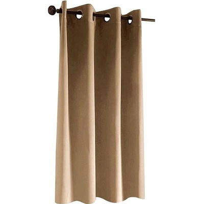 Mybesthome New Vitoria Blackout Zatemňovací krátký závěs s kroužky, 135 × 160 cm, béžový, 1 ks