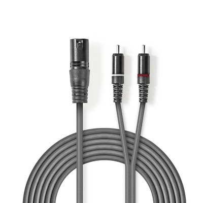 Nedis Кабел, Nedis, 3-pin XLR, RCA щепсел x2, PVC, Никелиран, 3 m, Тъмно сив (COTH15200GY30) (COTH15200GY30)