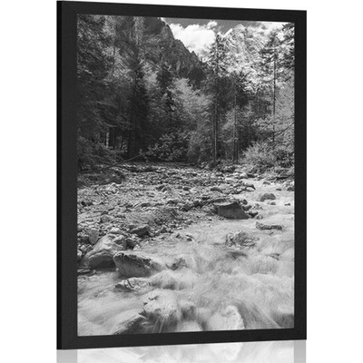 Plakát černobílá horská krajina - 20x30 black