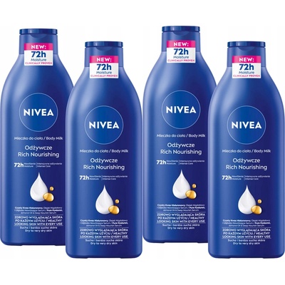 NIVEA Výživné tělové mléko 4 x 400 ml