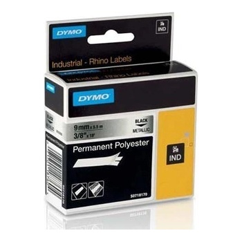 DYMO 18485, S0718170, 9mm x 5, 5m, черен печат/метална фон, оригинална лента (S0718170)