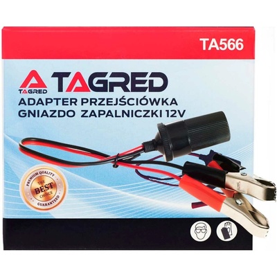 TAGRED TA566 Adaptér autobaterie - zásuvka autozapalovače 12V s krokosvorkami,