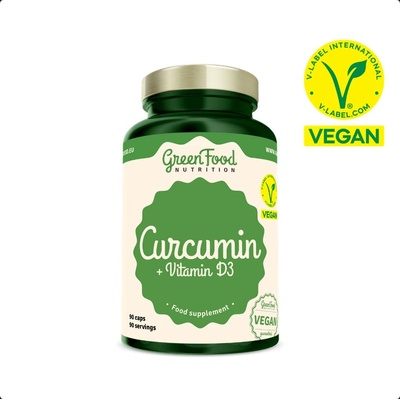 GreenFood Curcuma + vitamín D3 90 kapslí