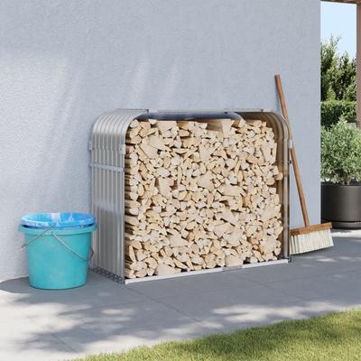 vidaXL Поставка за дърва, светлосив, 120x45x100см, поцинкована стомана (364553)