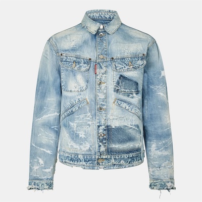 Dsquared2 Яке DSQUARED2 Men's DSQ Distressed Vintage-Inspired Denim Jacket - Navy Blue