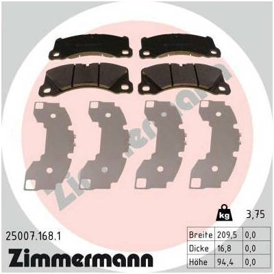 Sada brzdových platničiek kotúčovej brzdy ZIMMERMANN 25007.168.1