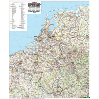 Freytag & Berndt Benelux - nástěnná mapa 88 x 105 cm Varianta: bez rámu v tubusu, Provedení: laminovaná mapa v lištách