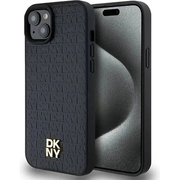 DKNY Кейс DKNY Leather Pattern Metal Logo MagSafe за iPhone 15/14/13, черен (3666339261511)