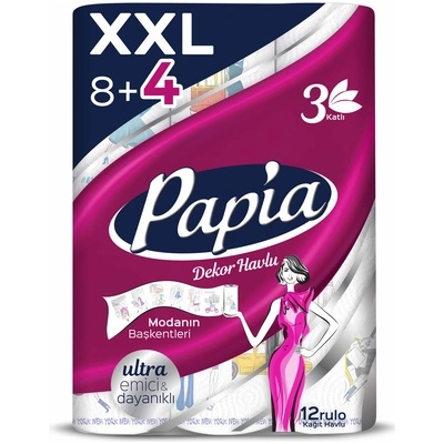 PAPIA 8+4бр Кухненска Ролка Трипластова Decor 12бр