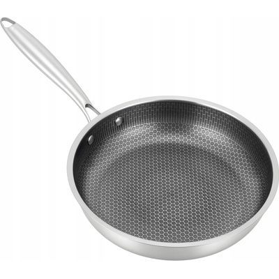 Panvica z nehrdzavejúcej ocele 410, okrúhla panvica na vyprážanie, wok panvica s nepriľnavým povrchom, 28*5,7 cm