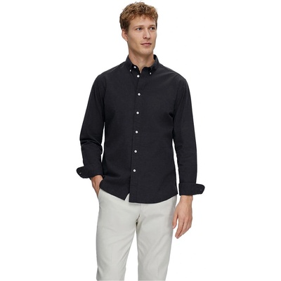 SELECTED Риза с дълъг ръкав Selected Slimrick-Poplin Long Sleeve Shirt - Blue