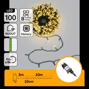 Aigostar - LED външна коледна гирлянда 100xLED/8 функции 13m IP44 топла бяла (AI2471)