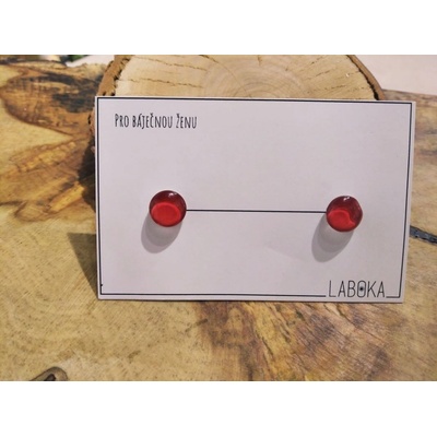 Laboka skleněné náušnice pecky červené 0001297