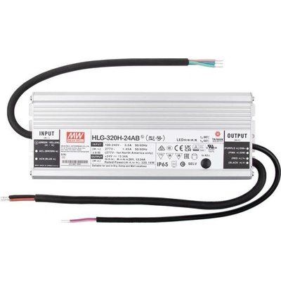 MCLED Napájecí zdroj LED Mean Well HLG-320H-24B, 320W, DC24V/13,34A, IP67, kovové provedení, řízení 1-10V a PWM