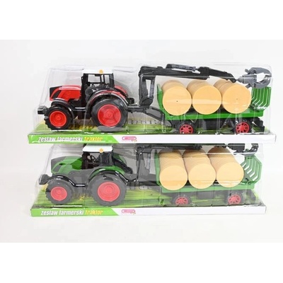 Traktor s lesným prívesom a nakladacím ramenom