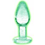 Booty Sparks Glow in the Dark L - стъклена анална тапа (прозрачна) - lovesexshop