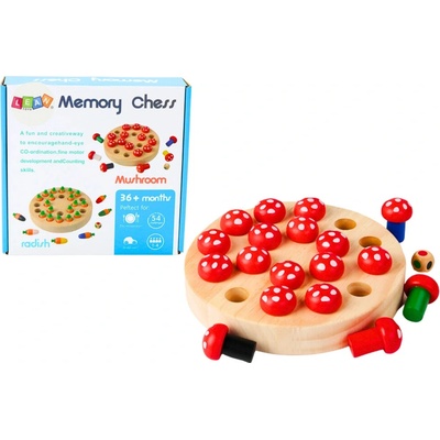 Mamido Drevená hra pamäťový šach muchotrávky