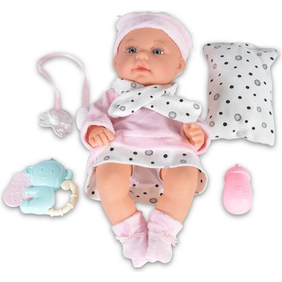 Moni Кукла-бебе Moni Toys - С розово халатче и аксесоари, 36 cm (108305)