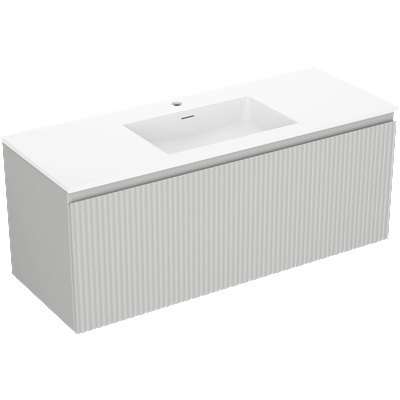 Mexen Rivel шкаф за баня 120 см с мивка Otis, 1 чекмедже, фрезован, сив мат/бял мат - 91A20-12047-1-BF62-W18M01 (91A20-12047-1-BF62-W18M01)