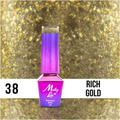 Allepaznokcie MollyLac gél lak 38 Rich Gold 5 ml