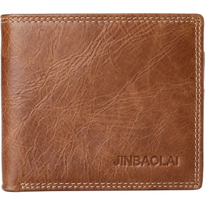 JINBAOLAI Мъжки портфейл от естествена кожа JINBAOLAI Leisure Style Top Layer , кафяв
