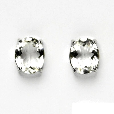 Čištín Zlaté náušnice, přírodní křišťál 10x8 mm ,bílé i žluté zlato - NŠ 1242