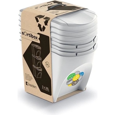 Prosperplast Kôš na triedený odpad SORTIBOX II 3x25l popolavo šedý