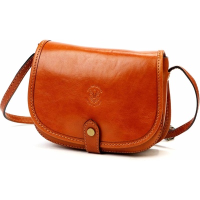 Dámska malá kožená hnedá crossbody kabelka na rameno Florence 49-1