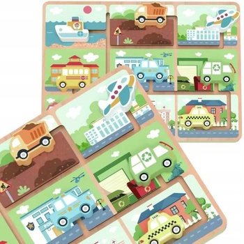 Tooky Toy Tooky Toy: Дървен лабиринт с превозни средства (TJ599N)