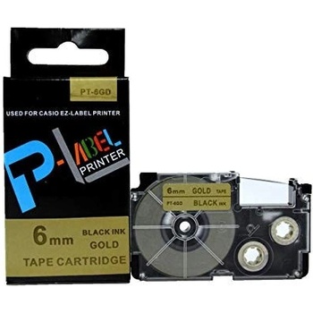 Pro Casio Съвместима лента с Casio XR-6GD1 6mm x 8m черен печат / златна основа (XR6GD)