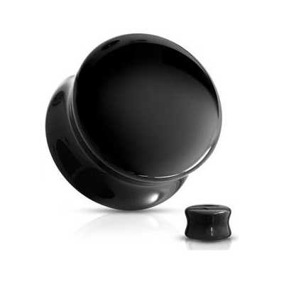 Šperky4U skleněný plug do ucha černý PL01250K-12