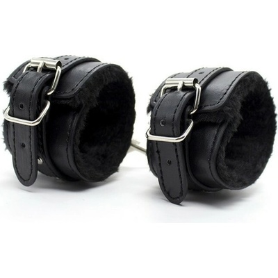 Ouch! Kožená pouta na ruce s kožešinou