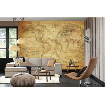 DIMEX ART s. r. o Самозалепваща се флизелинова фототапета винтидж карта на света ii. 375 x 250 см